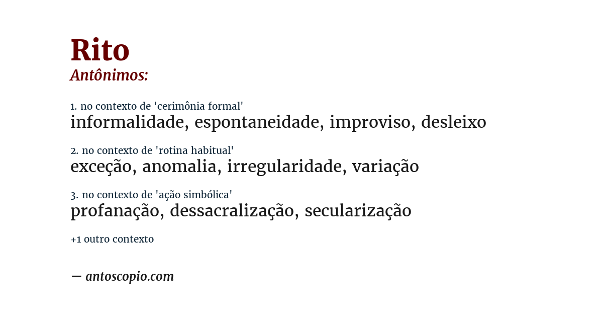 Antônimo de rito