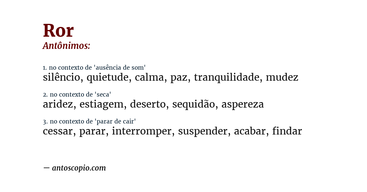 Antônimo de ror