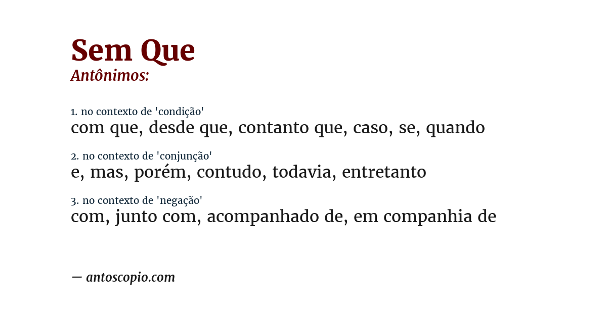 Antônimo de sem que