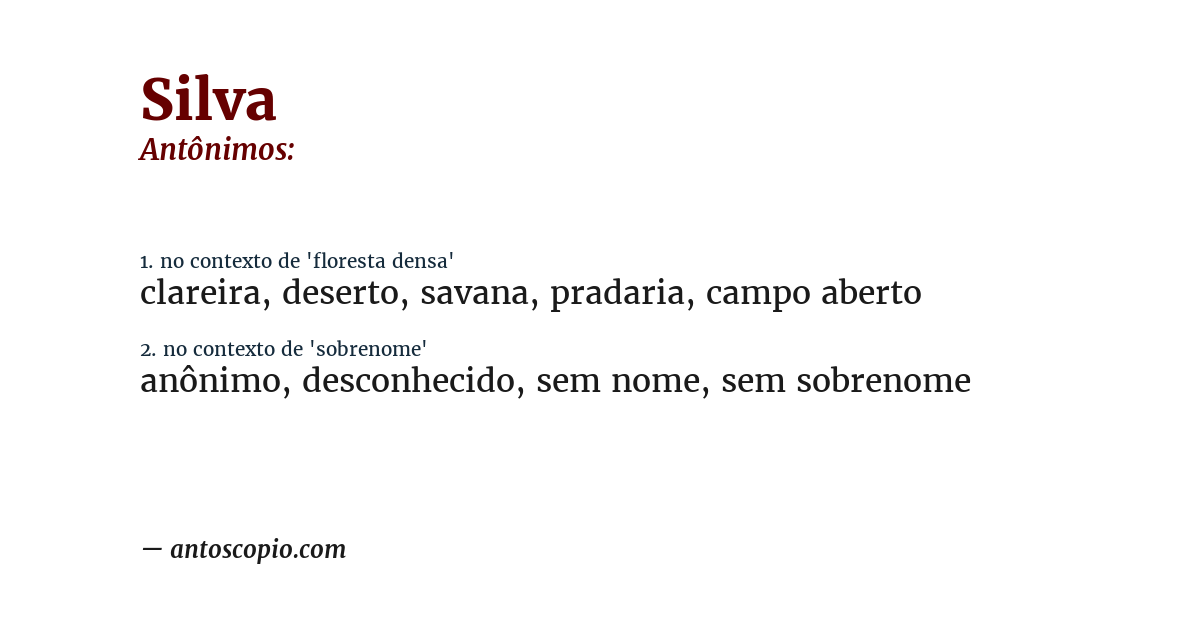 Antônimo de silva