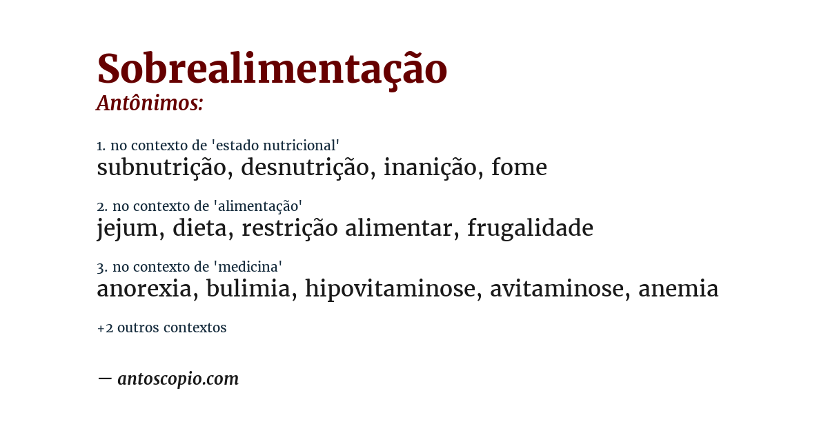 Antônimo de sobrealimentação