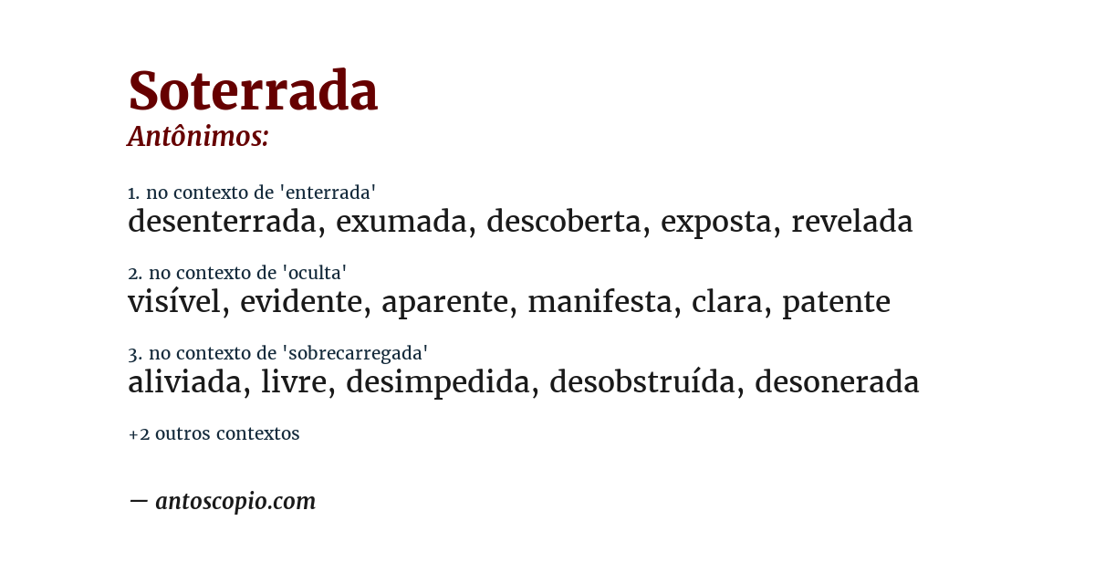 Antônimo de soterrada