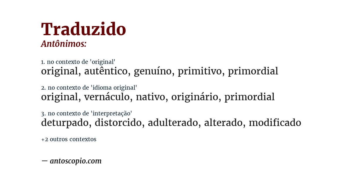 Antônimo de traduzido