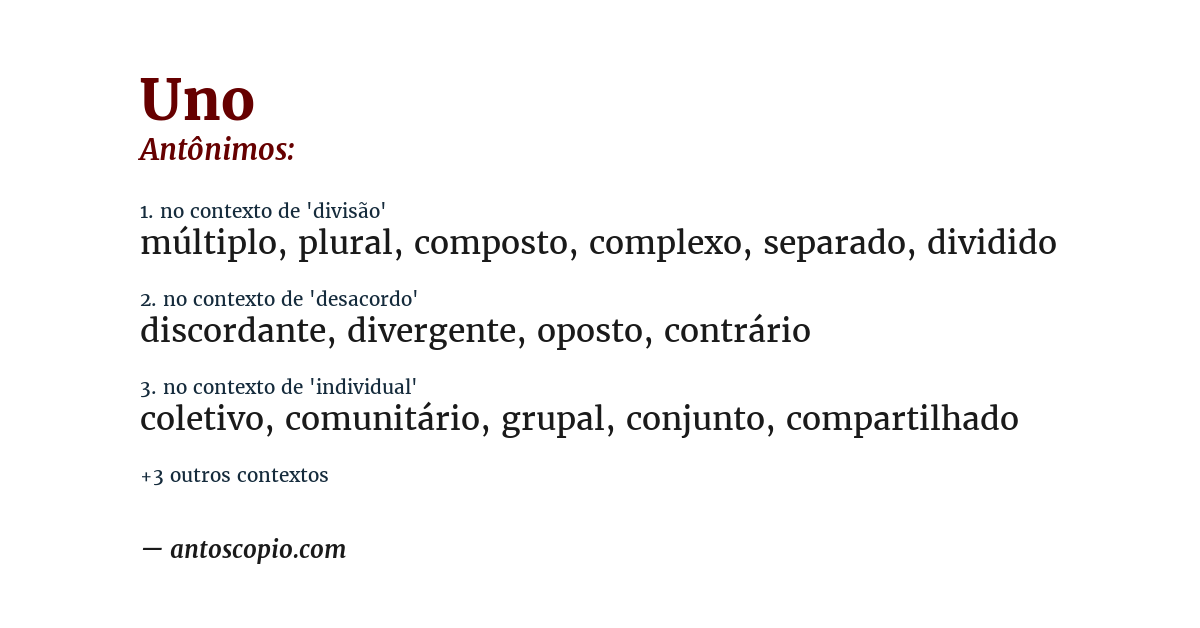 Antônimo de uno
