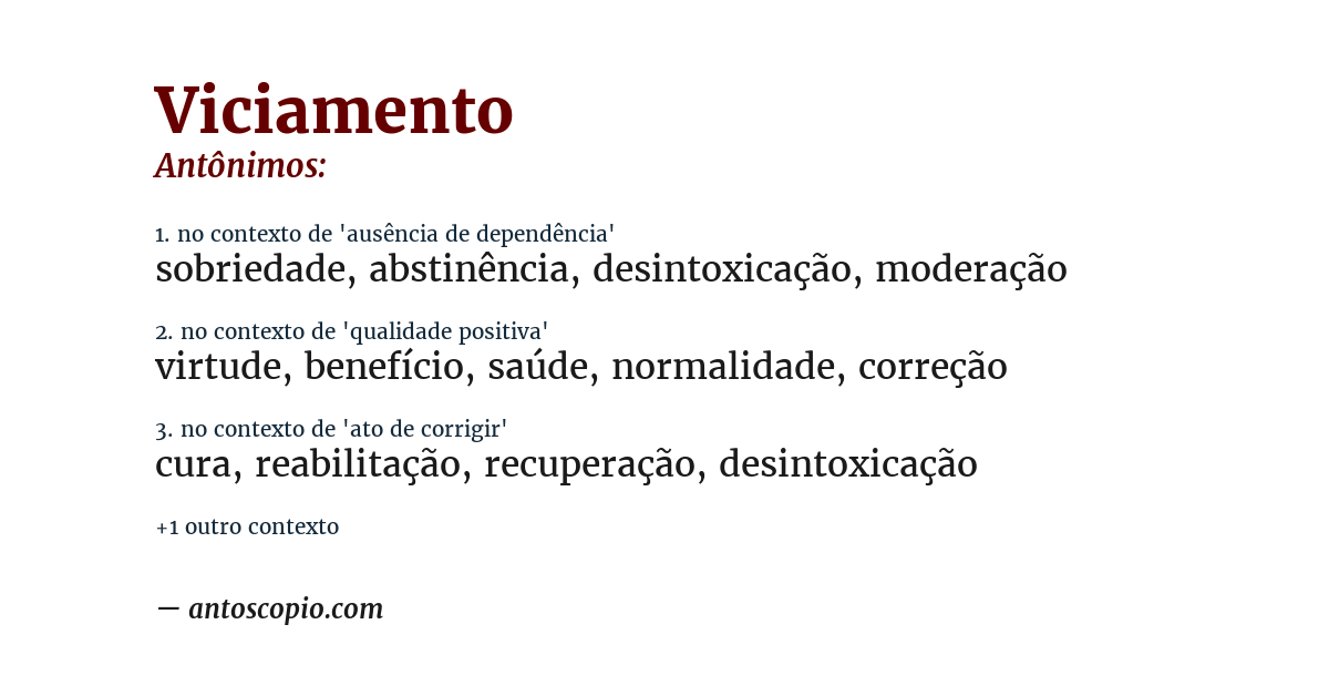Antônimo de viciamento