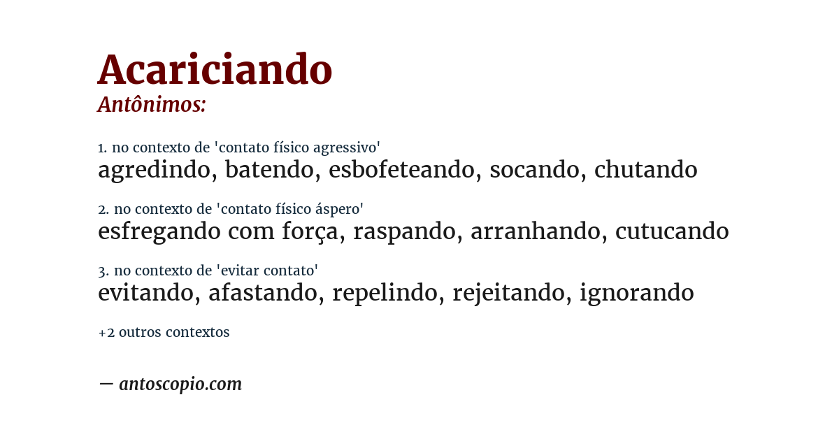 Antônimo de acariciando