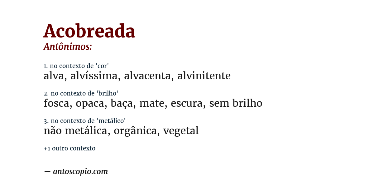 Antônimo de acobreada