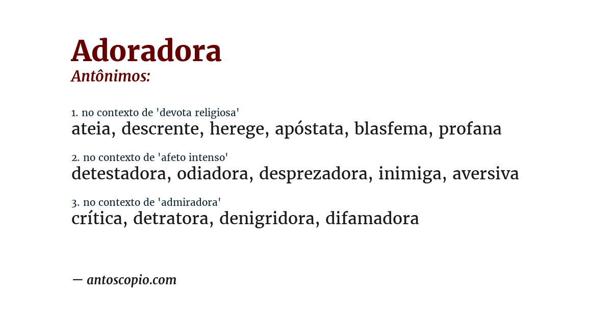 Antônimo de adoradora
