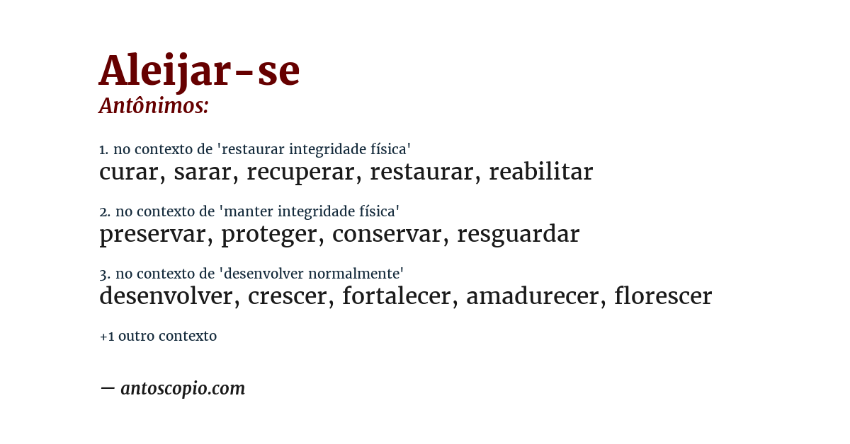 Antônimo de aleijar-se