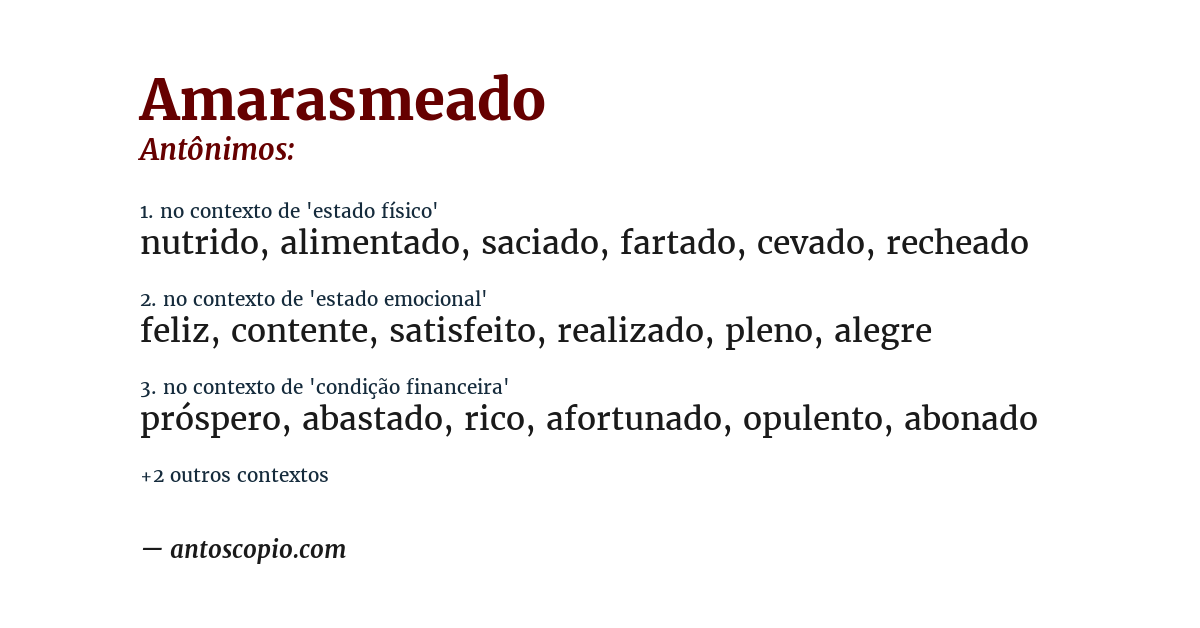 Antônimo de amarasmeado