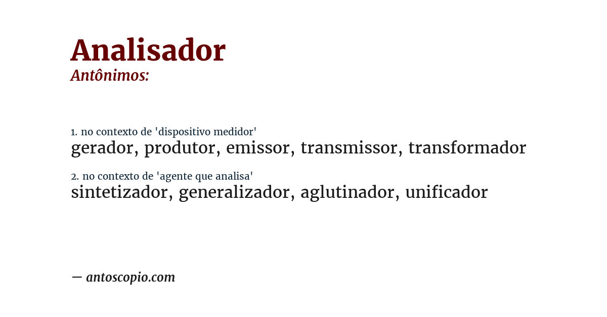 Antônimo de analisador
