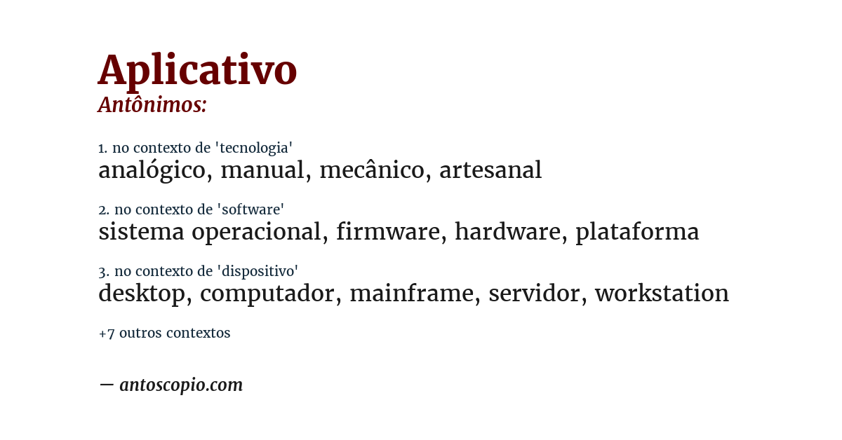 Antônimo de aplicativo