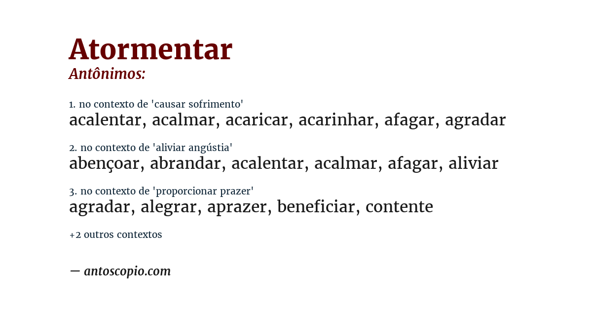 Antônimo de atormentar