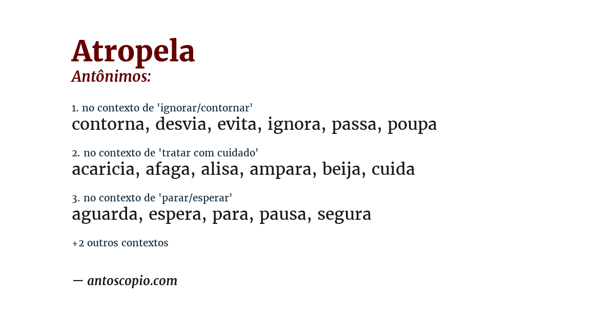 Antônimo de atropela