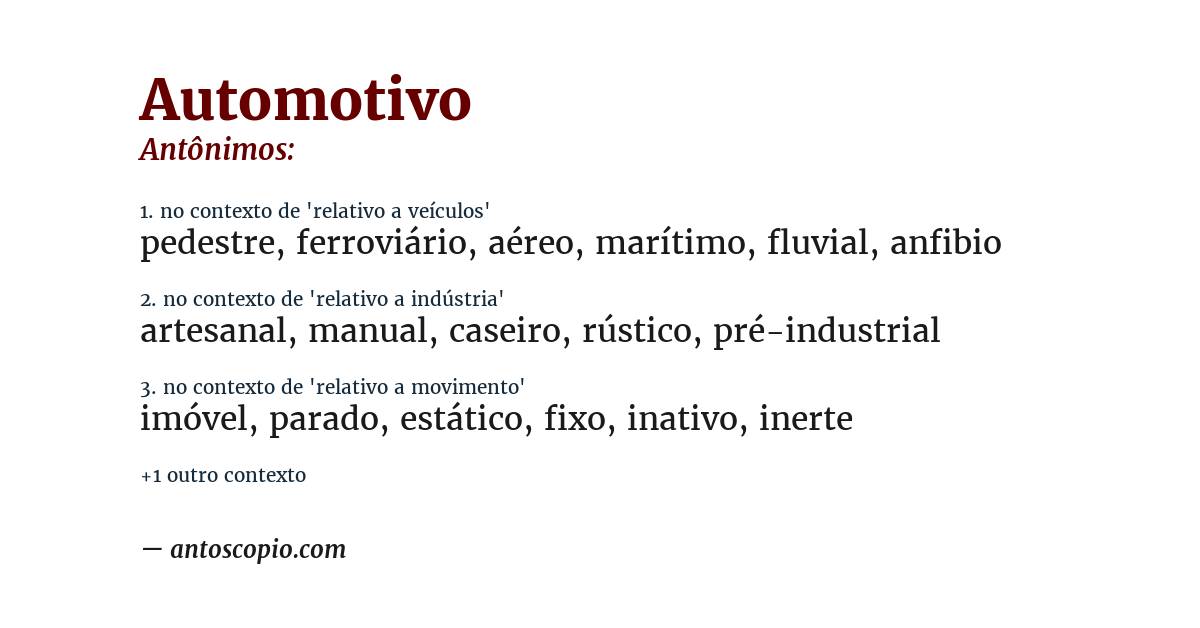 Antônimo de automotivo