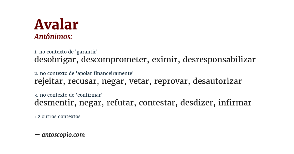 Antônimo de avalar