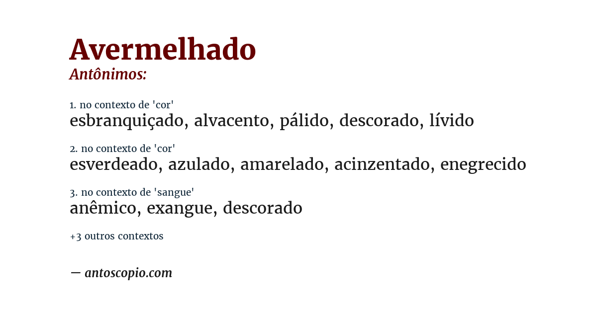 Antônimo de avermelhado