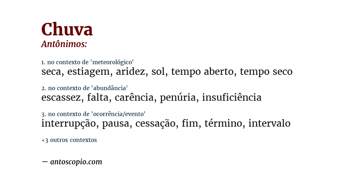 Antônimo de chuva