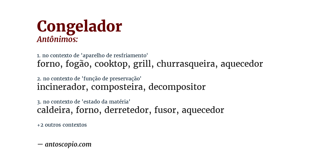 Antônimo de congelador