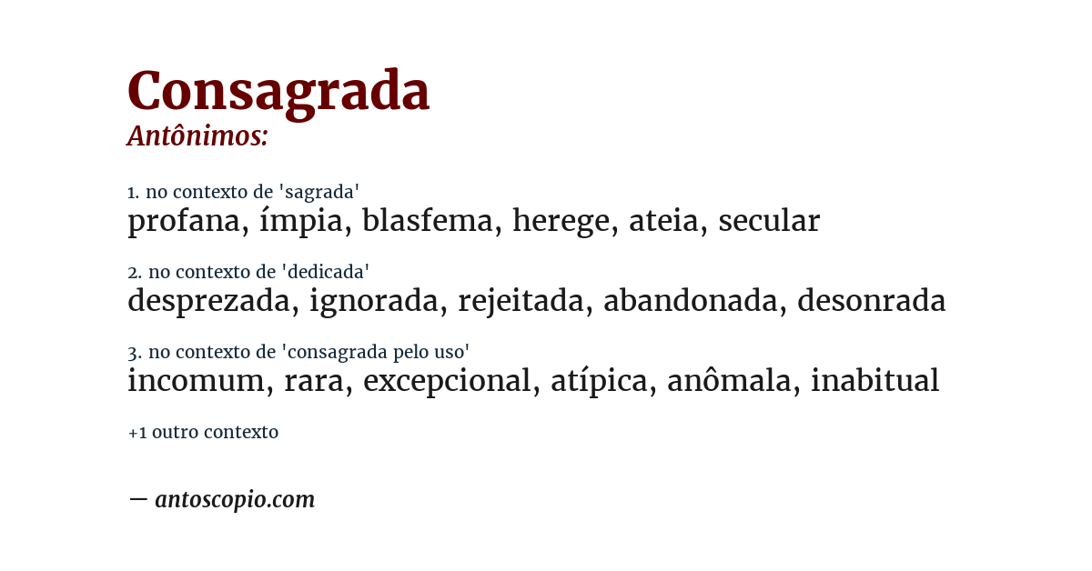 Antônimo de consagrada