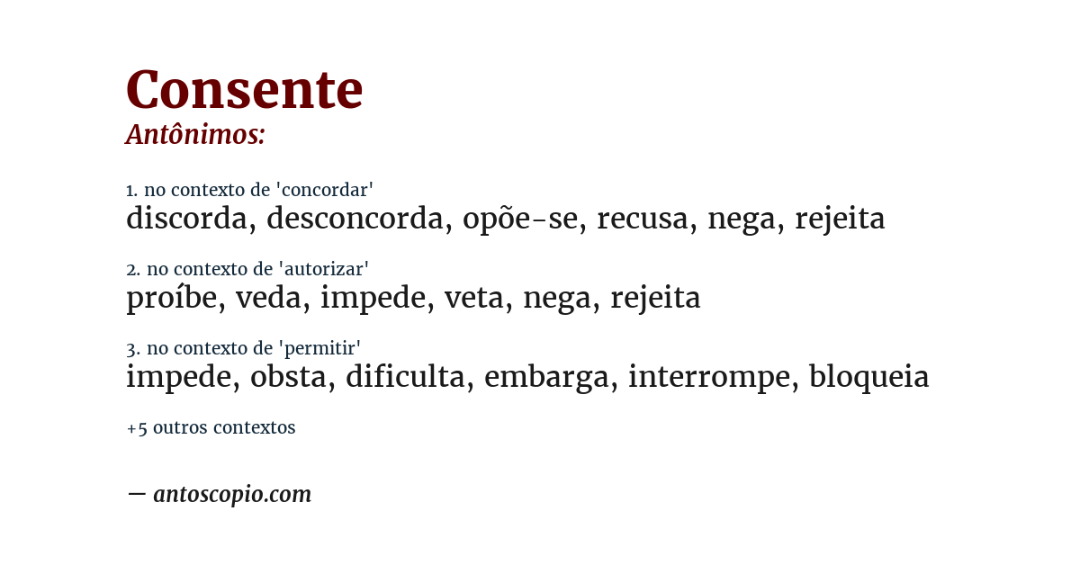 Antônimo de consente
