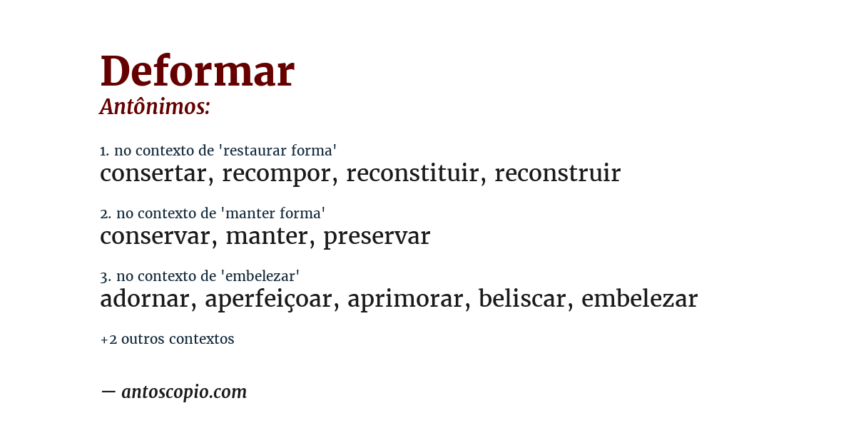 Antônimo de deformar