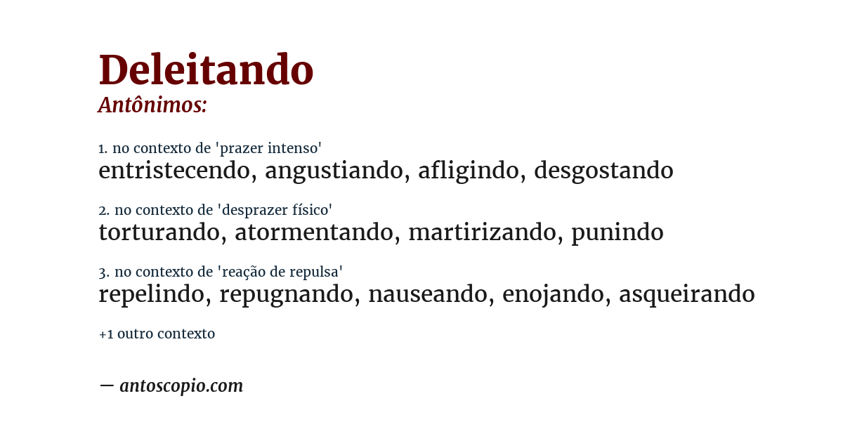 Antônimo de deleitando