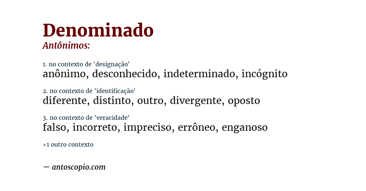 Antônimo de denominado