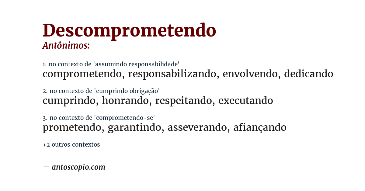 Antônimo de descomprometendo