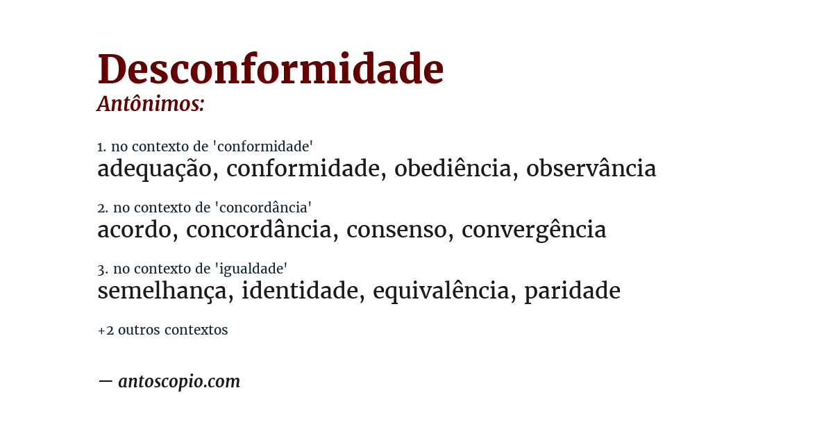 Antônimo de desconformidade