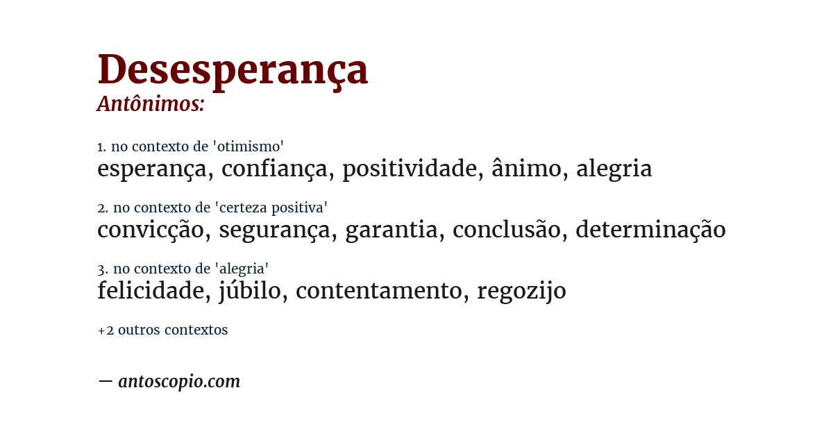 Antônimo de desesperança