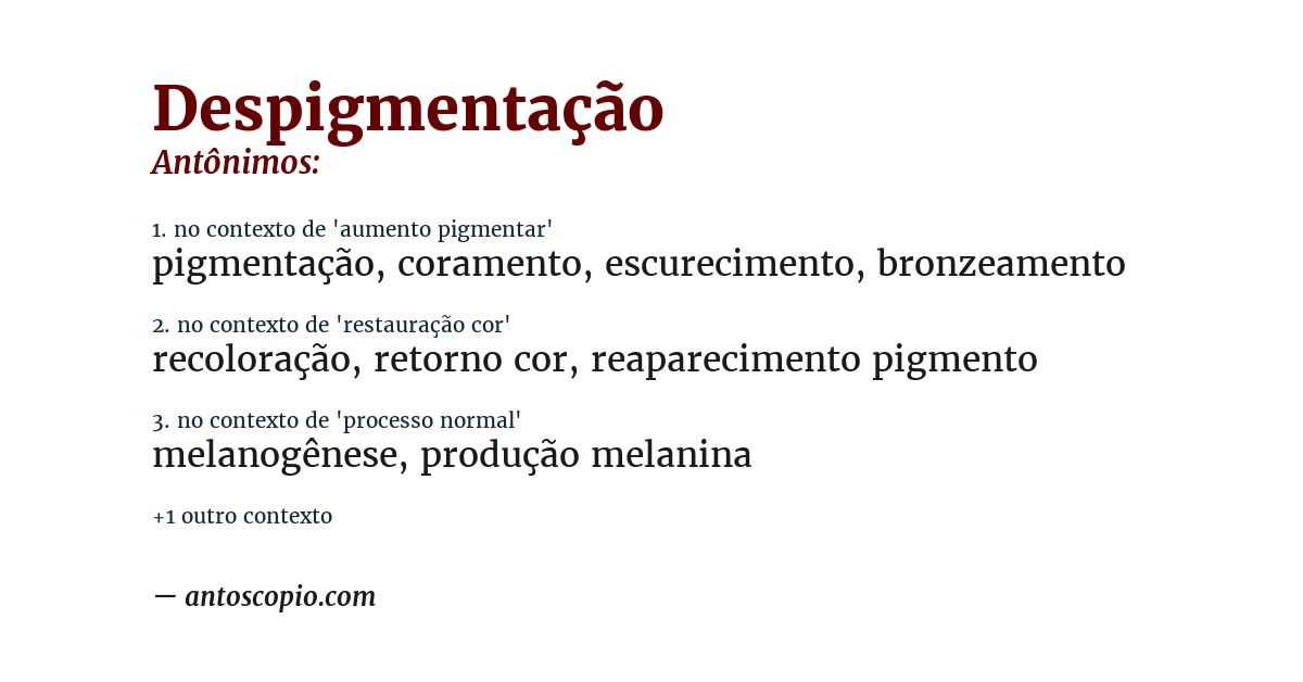 Antônimo de despigmentação