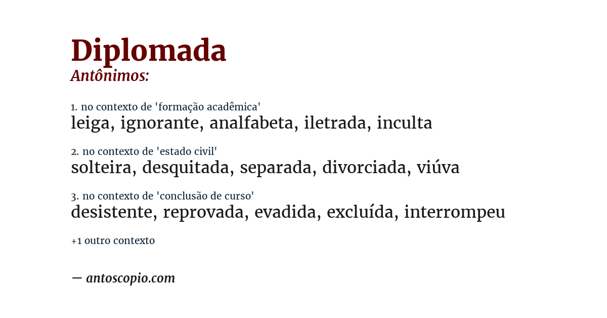 Antônimo de diplomada