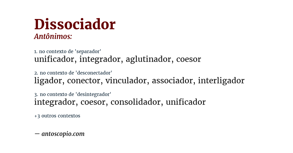 Antônimo de dissociador