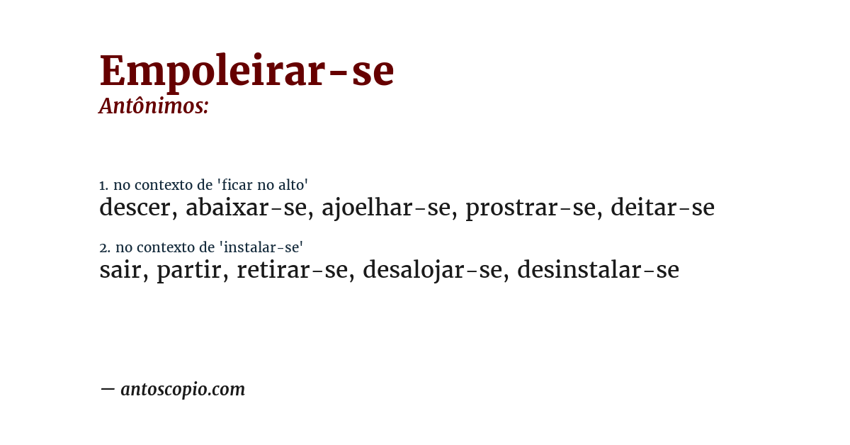 Antônimo de empoleirar-se