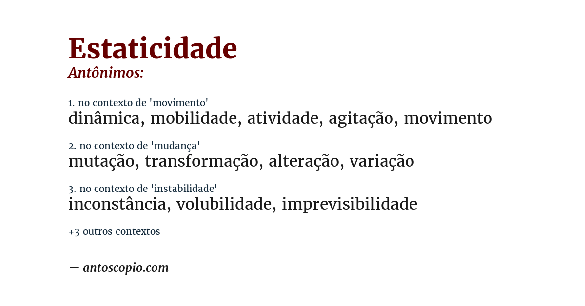 Antônimo de estaticidade