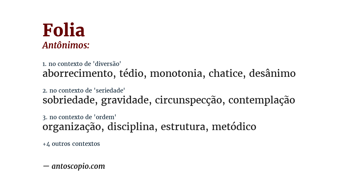 Antônimo de folia