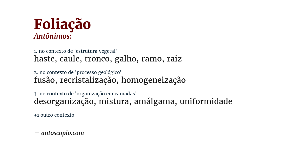 Antônimo de foliação