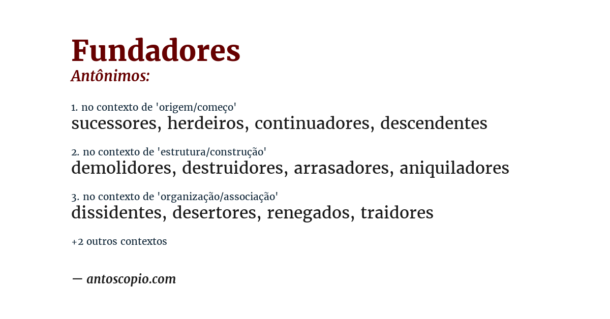 Antônimo de fundadores