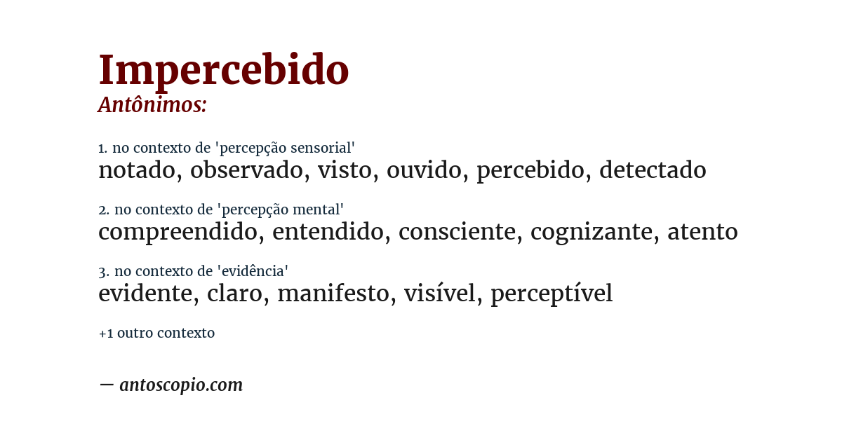 Antônimo de impercebido