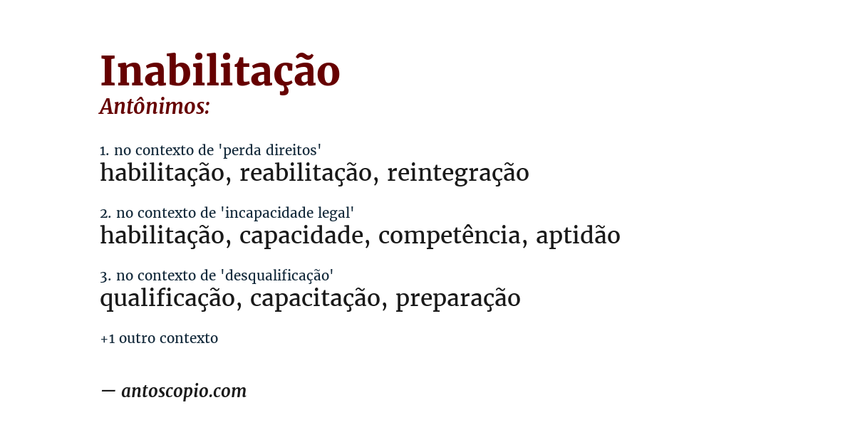 Antônimo de inabilitação