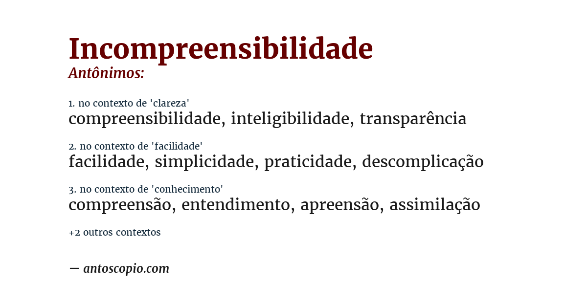 Antônimo de incompreensibilidade