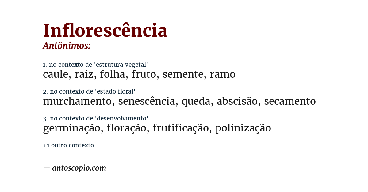 Antônimo de inflorescência