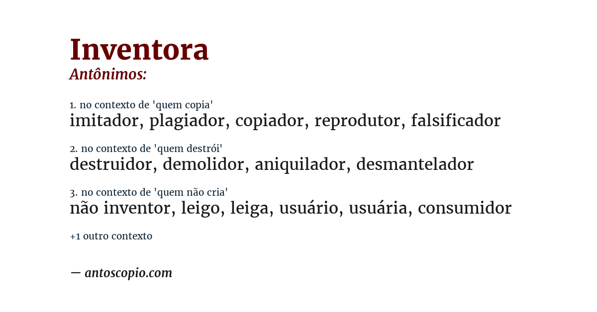 Antônimo de inventora