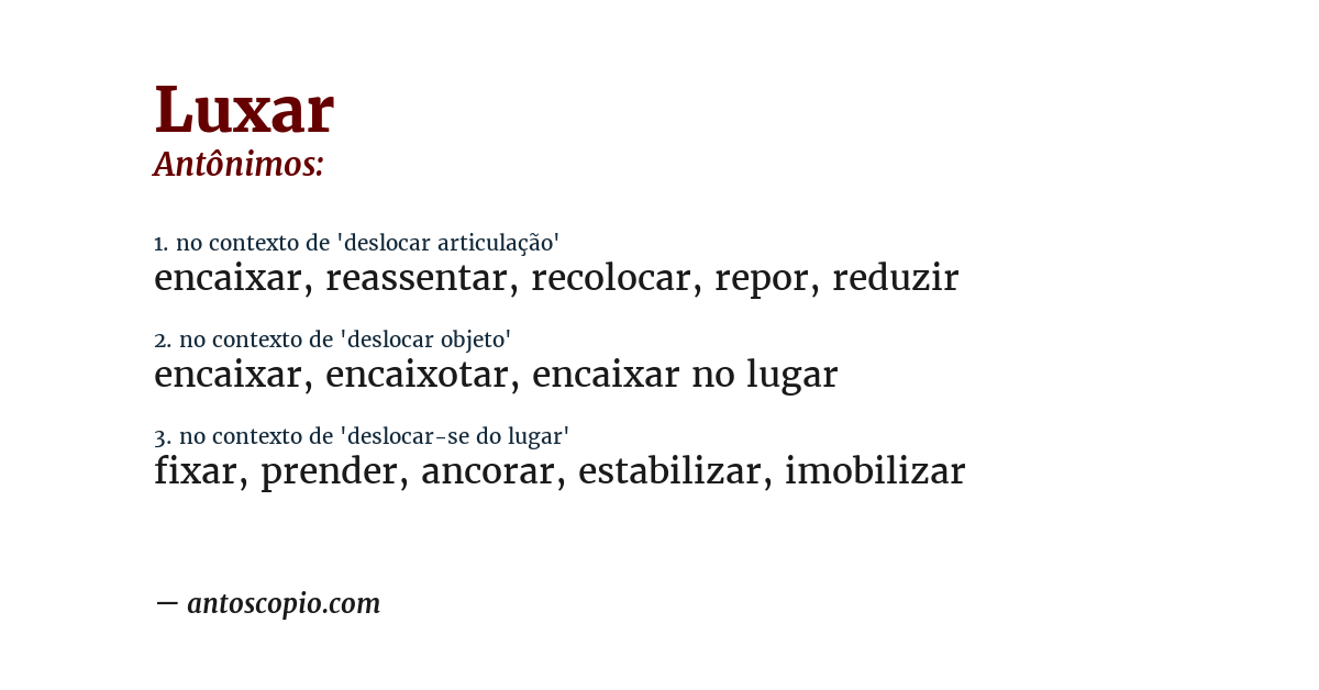 Antônimo de luxar