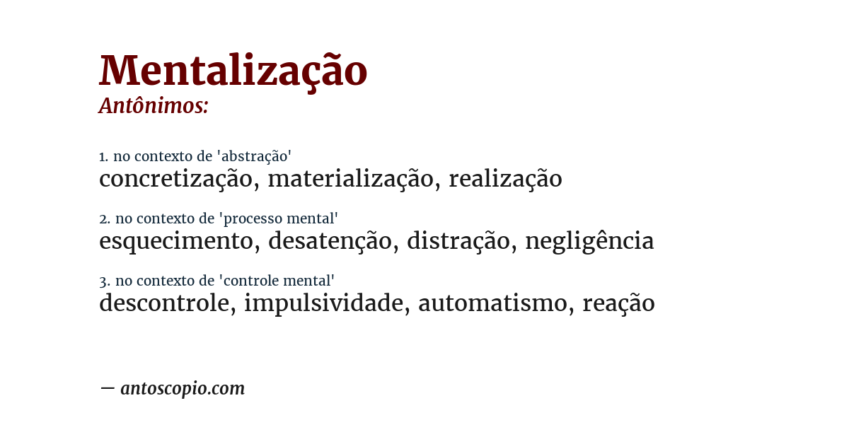 Antônimo de mentalização