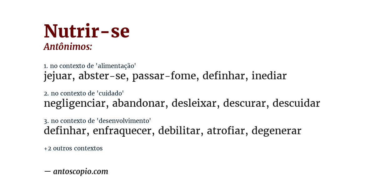 Antônimo de nutrir-se
