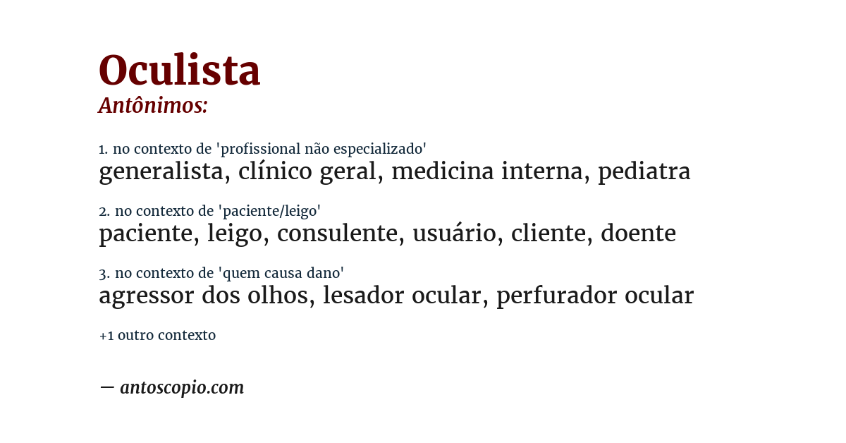 Antônimo de oculista