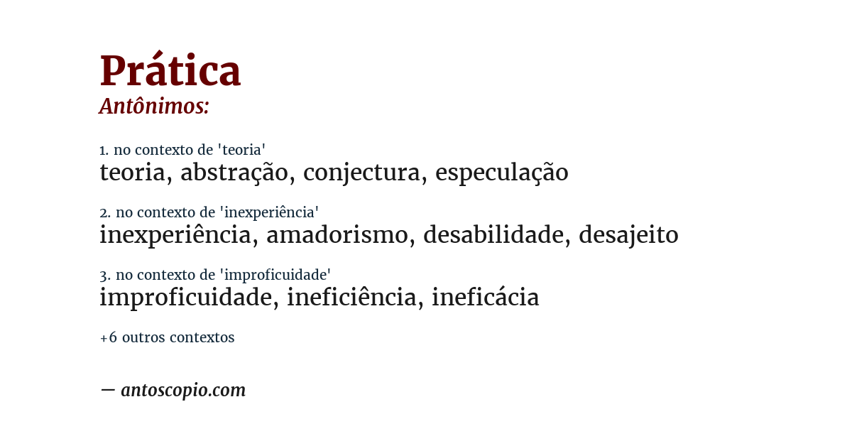 Antônimo de prática