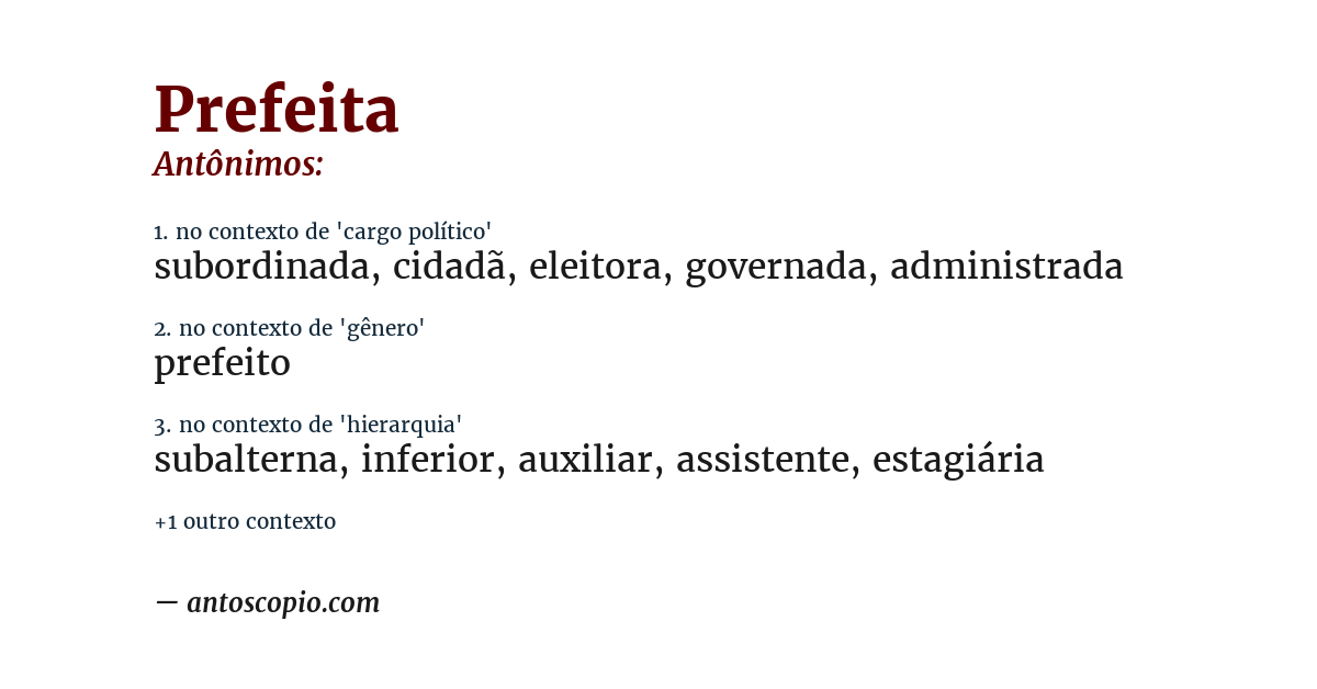 Antônimo de prefeita